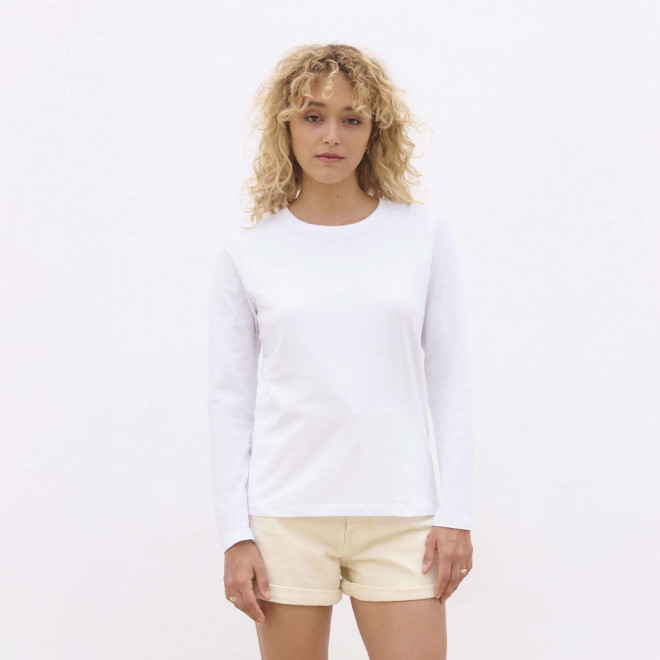 T SHIRT PERSONNALISABLE FEMME ML BLANC 'MONARCH' 150G/M2