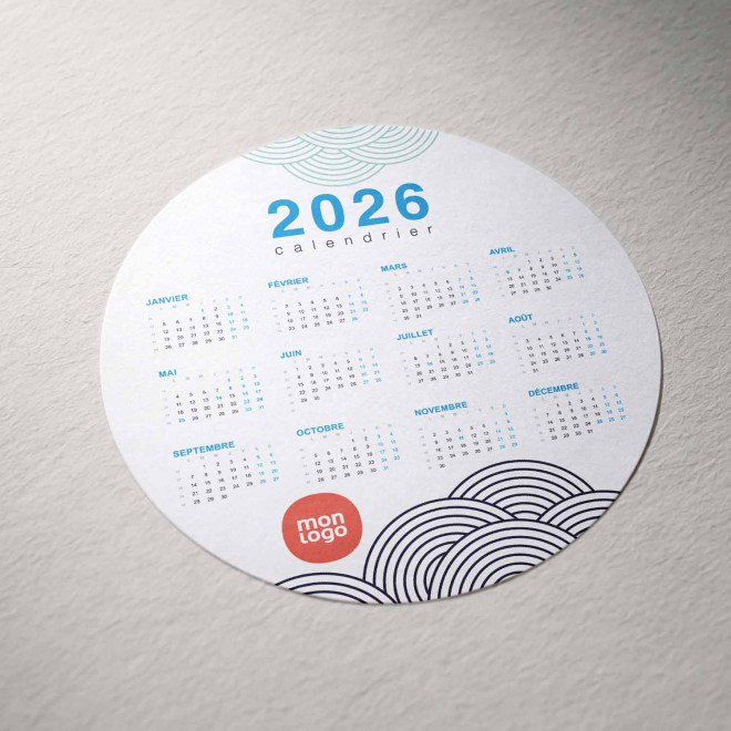 CALENDRIER BI MENSUEL SOUPLE PROMOTIONNEL 'ASTERO ROND'
