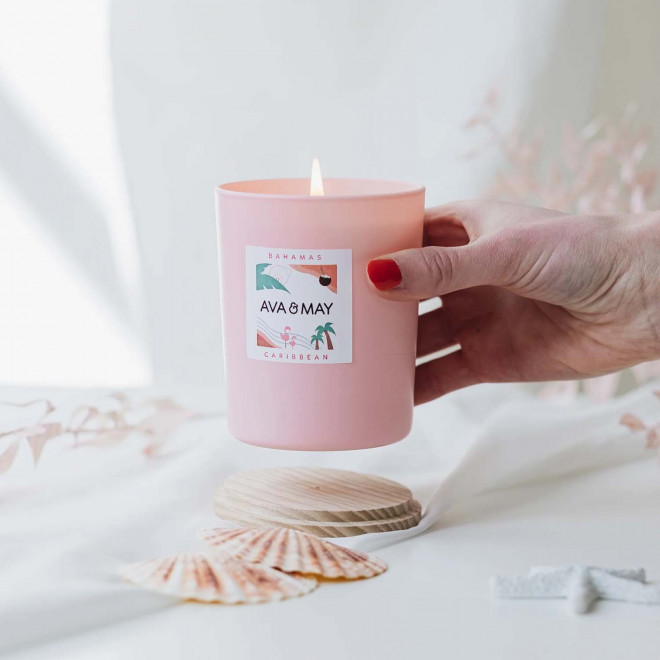 BOUGIE PARFUMEE VERRE ET BAMBOU PERSONNALISABLE 'AVA MAY'