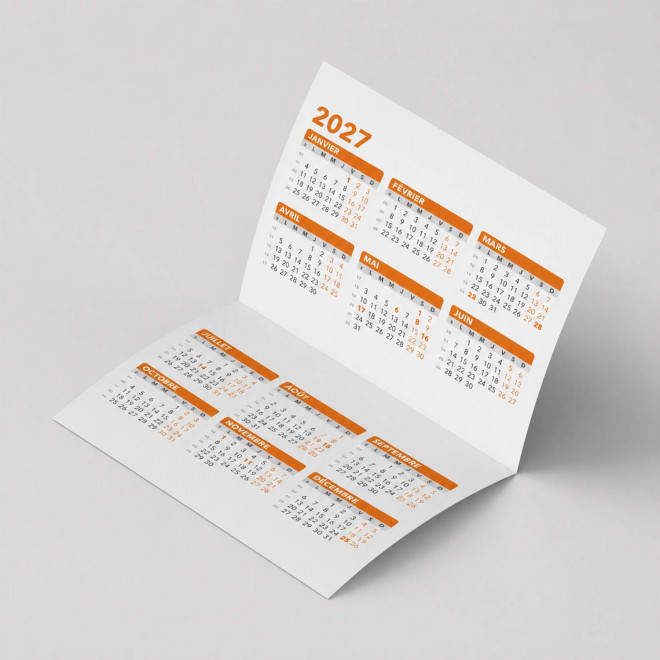 CALENDRIER POCHE DÉPLIABLE COUCHÉ MAT 8,5X5,4CM PERSONNALISÉ 'FOLDO'