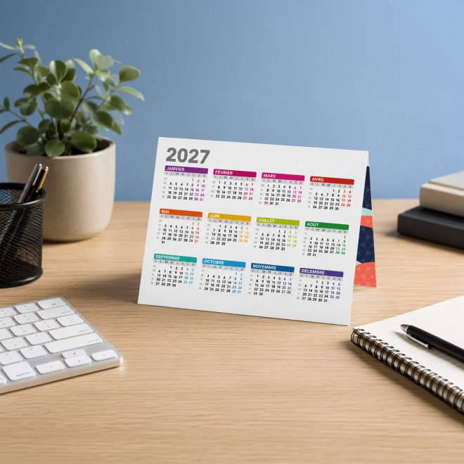 CALENDRIER POCHE DÉPLIABLE COUCHÉ MAT 8,5X5,4CM EXPRESS 72H 'FOLDO'