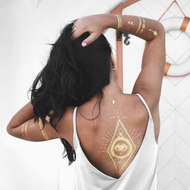 TATOUAGE OR & ARGENT PERSONNALISABLE 'MAORO SHINY'