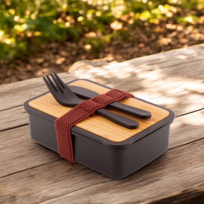 LUNCH BOX EN PP ET BAMBOU 500ML PERSONNALISABLE 'MAGYT' 