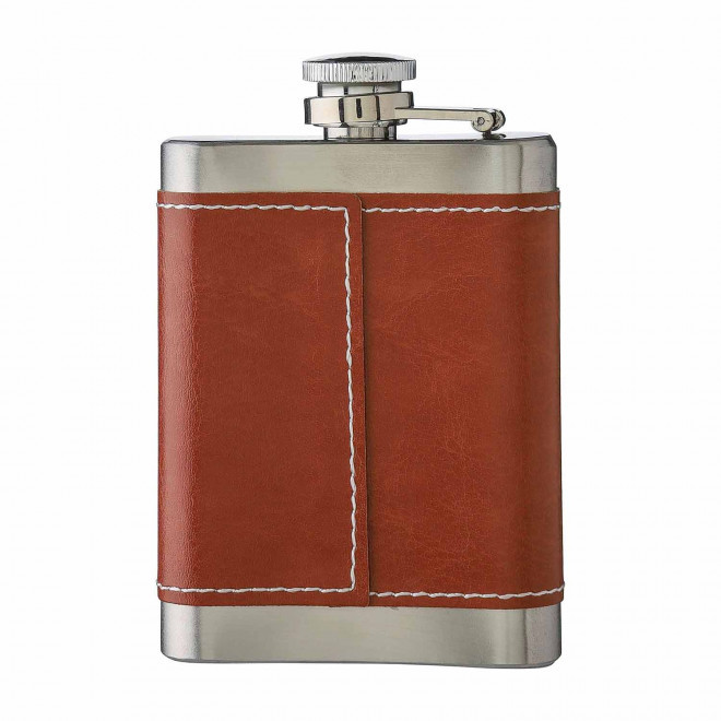 FLASQUE EN ACIER ET PU 100ML PERSONNALISABLE 'GUDY'