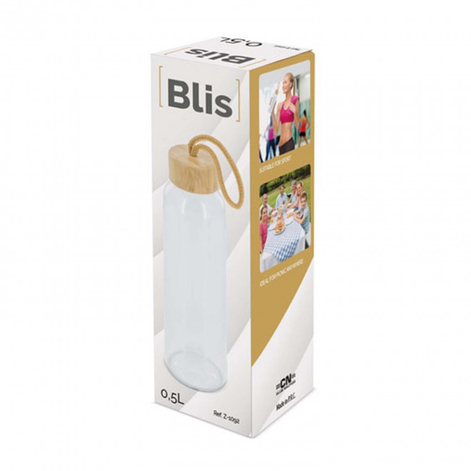 BOUTEILLE PERSONNALISABLE EN VERRE ET BAMBOU 500ML 'CULOA'