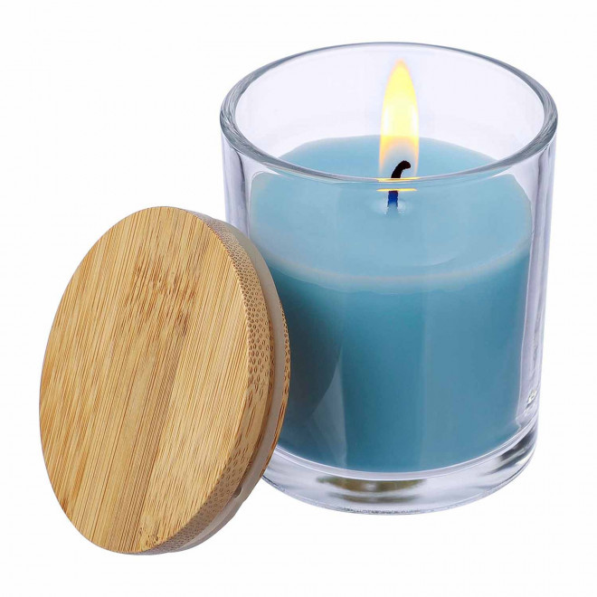 BOUGIE PERSONNALISABLE COUVERCLE BAMBOU 'BANILA COLOR'