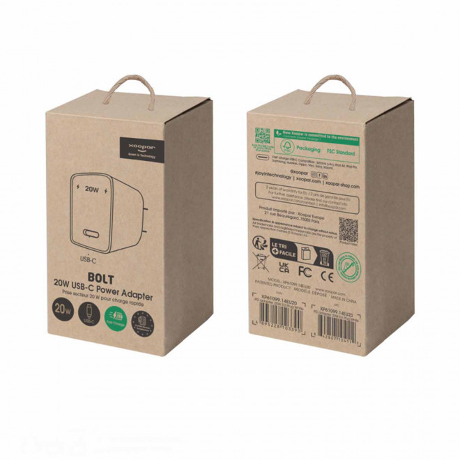 PRISE SECTEUR 20W PERSONNALISABLE 'BOLT'