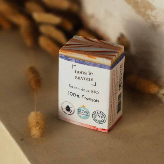 SAVON DOUX BIO 100G PERSONNALISE 'MOUSSING FRANCE' 