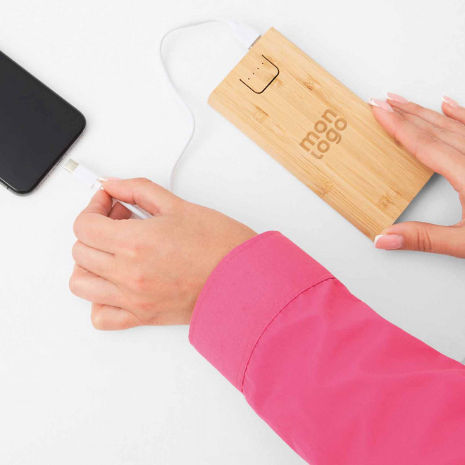 POWERBANK BAMBOU 10000 MAH PERSONNALISABLE 'POWERGREEN' 
