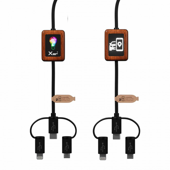 CÂBLE PERSONNALISABLE 3 EN 1 LOGO LUMINEUX 'KIPA CARPLAY'