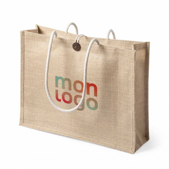 SAC JUTE PERSONNALISABLE AVEC BOUTON 'LACO'