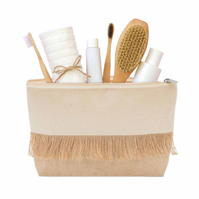TROUSSE DE TOILETTE PERSONNALISE EN COTON ET JUTE 'LALO'