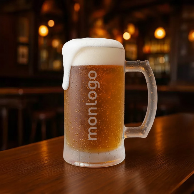 CHOPE A BIERE PERSONNALISEE EN VERRE GIVRE 50CL 'AXIO'