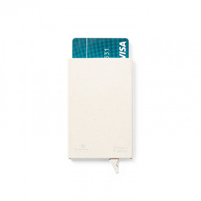 PORTE CARTES PAILLE DE BLE PERSONNALISE 'BANKIX BLE' - beige