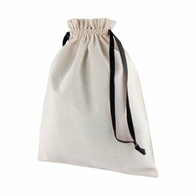 POCHON COTON CORDON VELOURS PERSONNALISABLE 'TEVOC MAXI' - noir