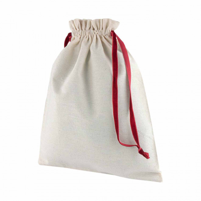 POCHON COTON CORDON VELOURS PERSONNALISABLE 'TEVOC MAXI' - rouge