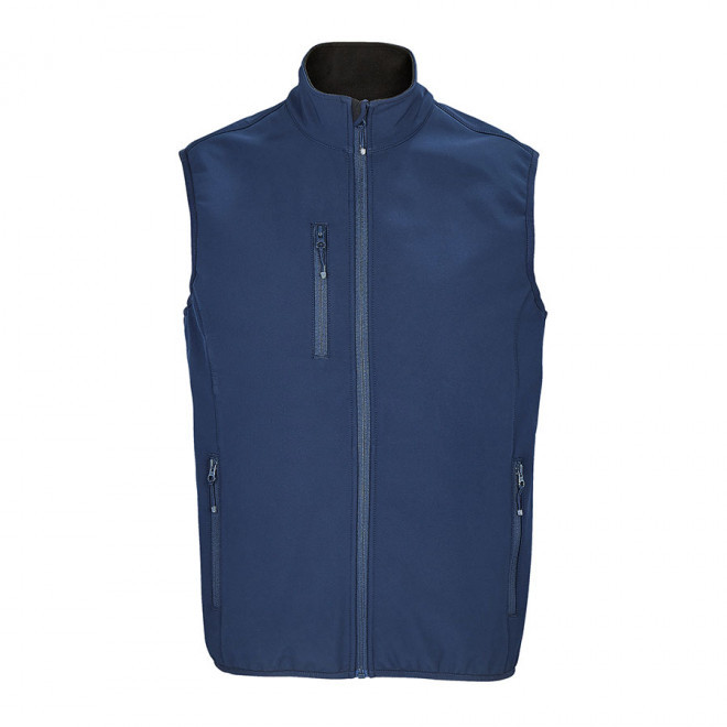 VESTE ZIPPÉE PERSONNALISÉE HOMME SOFTSHELL SANS MANCHES 'FALCON BW' - bleu abysse