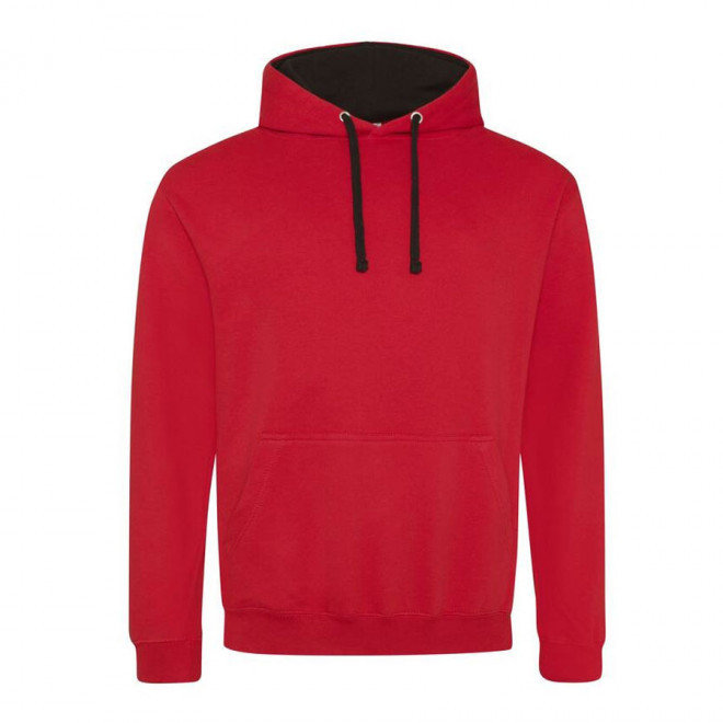 SWEAT CAPUCHE MIXTE JUST HOODS PERSONNALISABLE 'VARSITO' - rouge/noir
