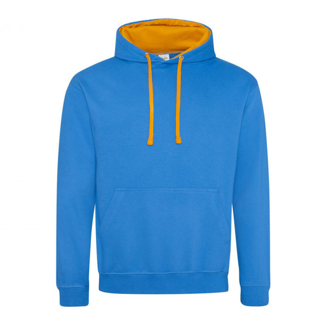SWEAT CAPUCHE MIXTE JUST HOODS PERSONNALISABLE 'VARSITO' - bleu/orange
