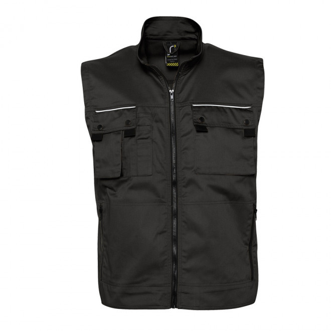 BLOUSON PERSONNALISABLE SANS MANCHES WORKWEAR MIXTE 'ZENITH PRO' - noir