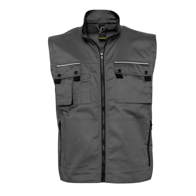 BLOUSON PERSONNALISABLE SANS MANCHES WORKWEAR MIXTE 'ZENITH PRO' - gris foncé