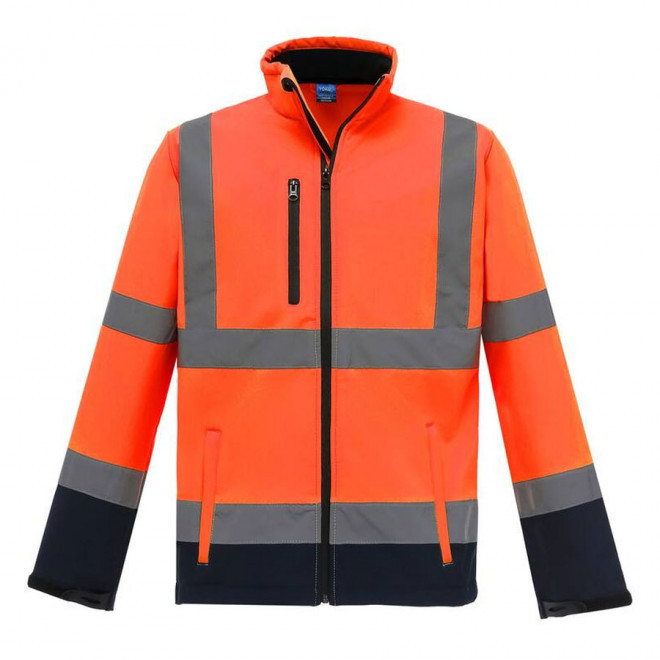 VESTE PERSONNALISABLE SOFTSHELL HAUTE VISIBLITÉ YOKO® 'MARK' - orange/navy