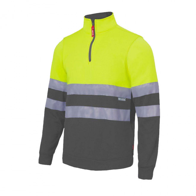 SWEAT-SHIRT PERSONNALISABLE HAUTE VISIBILITÉ VELILLA® 'VIPY' - yellow/grey