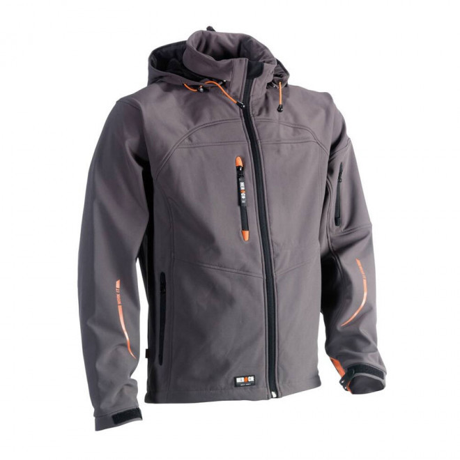 VESTE PERSONNALISABLE SOFTSHELL À CAPUCHE HEROCK® 'SEAN' - grey