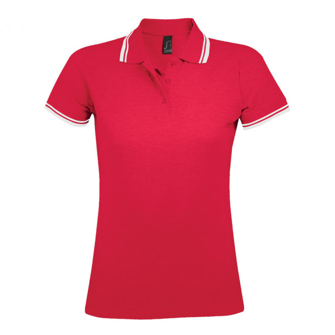 POLO BICOLORE PERSONNALISABLE FEMME 'PASADENA' 200 GR/M² - rouge/blanc