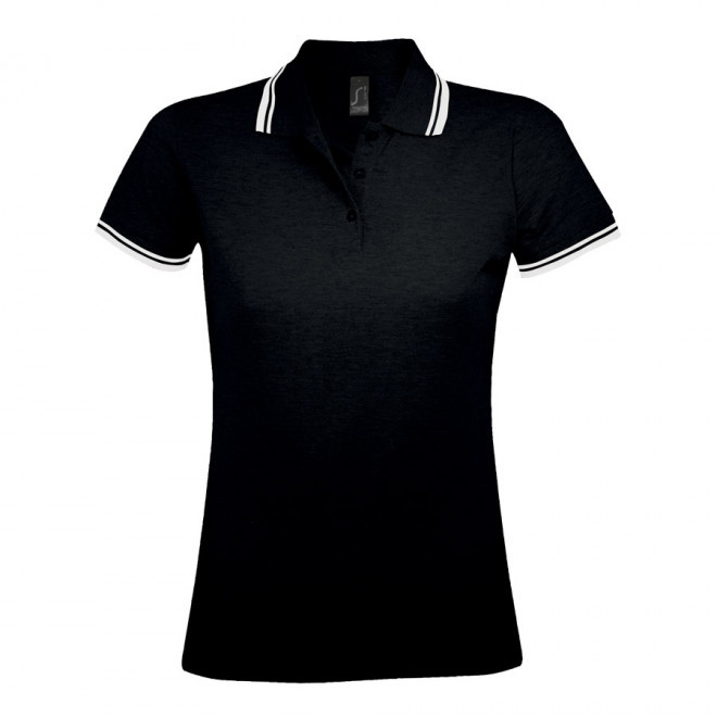 POLO BICOLORE PERSONNALISABLE FEMME 'PASADENA' 200 GR/M² - noir/blanc