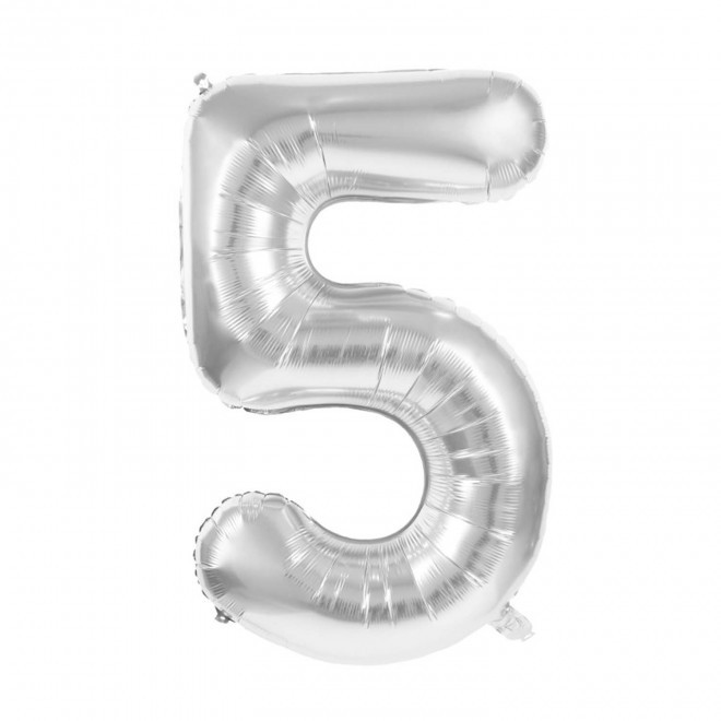 BALLON NUMERO EN MYLAR ARGENT 'NUMBERZ' - chiffre 5