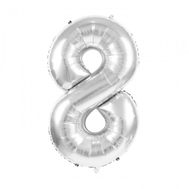 BALLON NUMERO EN MYLAR ARGENT 'NUMBERZ' - chiffre 8