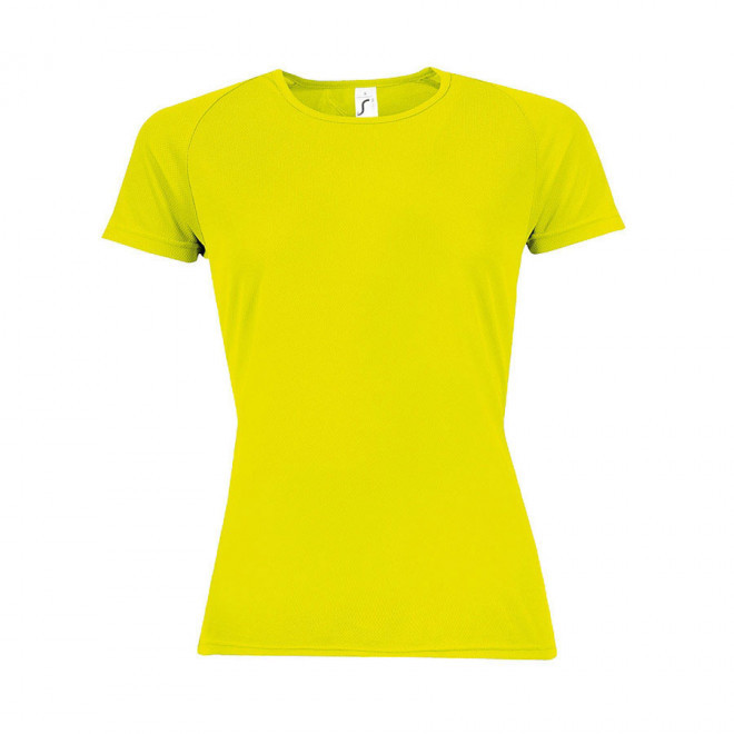 TEE-SHIRT PERSONNALISÉ RESPIRANT FEMME 'SPORTY' 140 GR/M² - jaune fluo