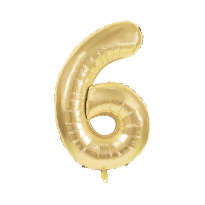 BALLON NUMERO EN MYLAR DORE 'NUMBERZ' - chiffre 6