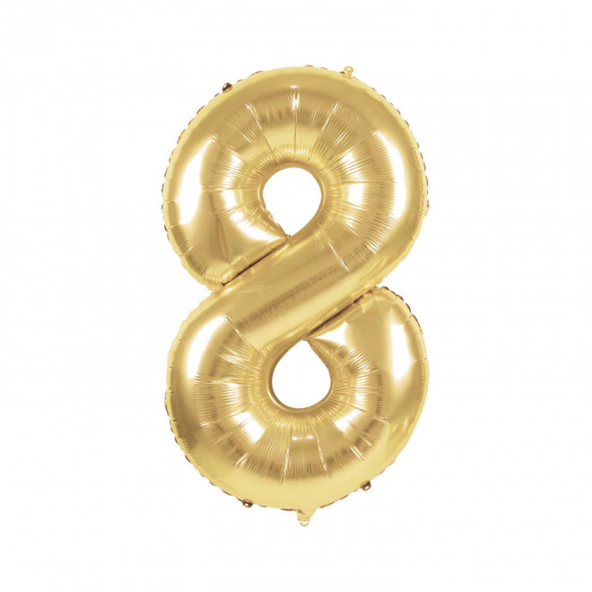 BALLON NUMERO EN MYLAR DORE 'NUMBERZ' - chiffre 8