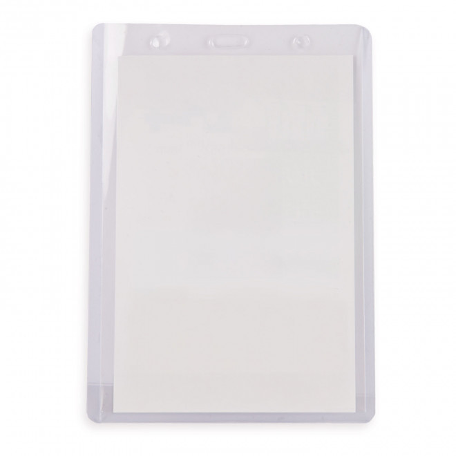 PORTE BADGE PUBLICITAIRE PVC 3 TROUS 'BULA' - transparent