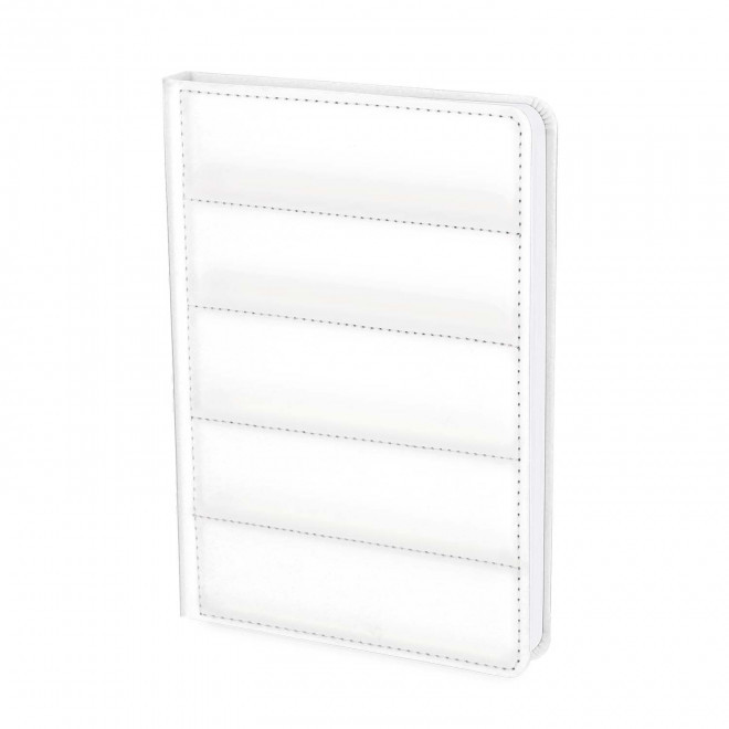 CARNET A5 PU MATELASSE PERSONNALISABLE 'MATI' - blanc