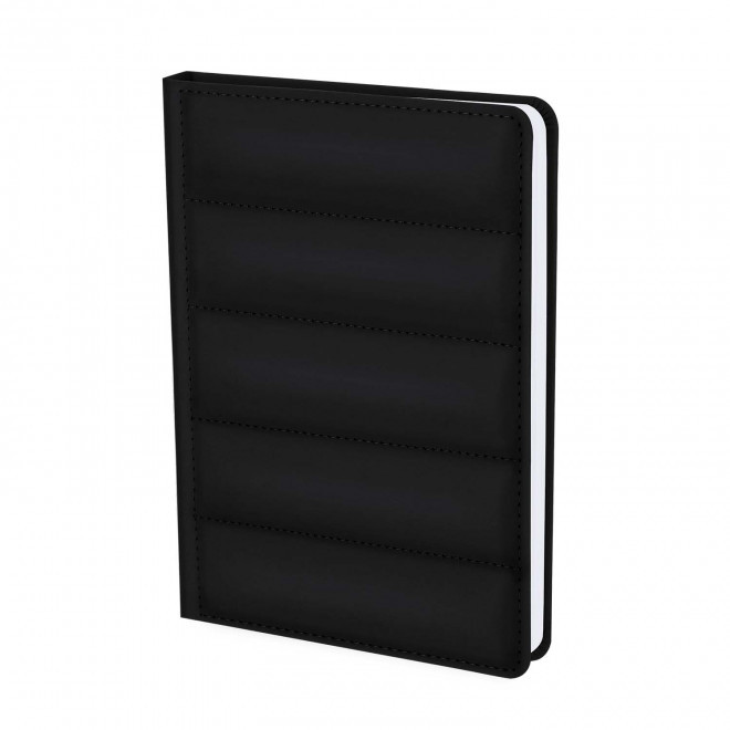 CARNET A5 PU MATELASSE PERSONNALISABLE 'MATI' - noir