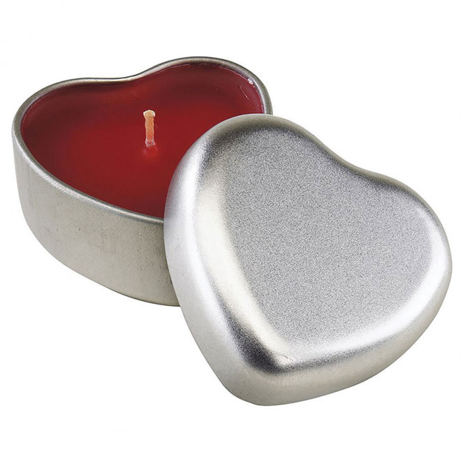 BOUGIE PROMOTIONNELLE 'COEUR' PARFUM VANILLE - rouge/argenté