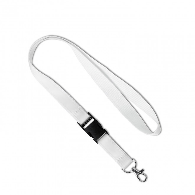 LANYARD AVEC SATIN PERSONNALISABLE 'LUCO SATIN' - blanc