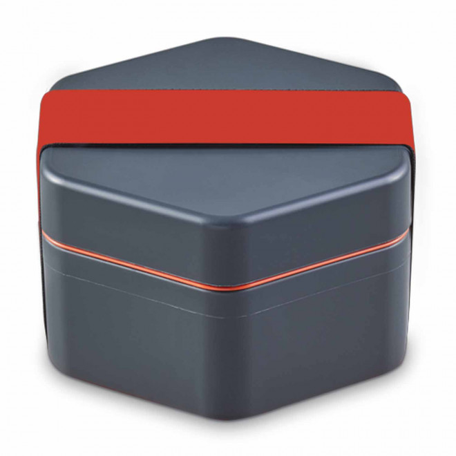 LUNCH BOX PERSONNALISABLE 'MADO' - gris/rouge
