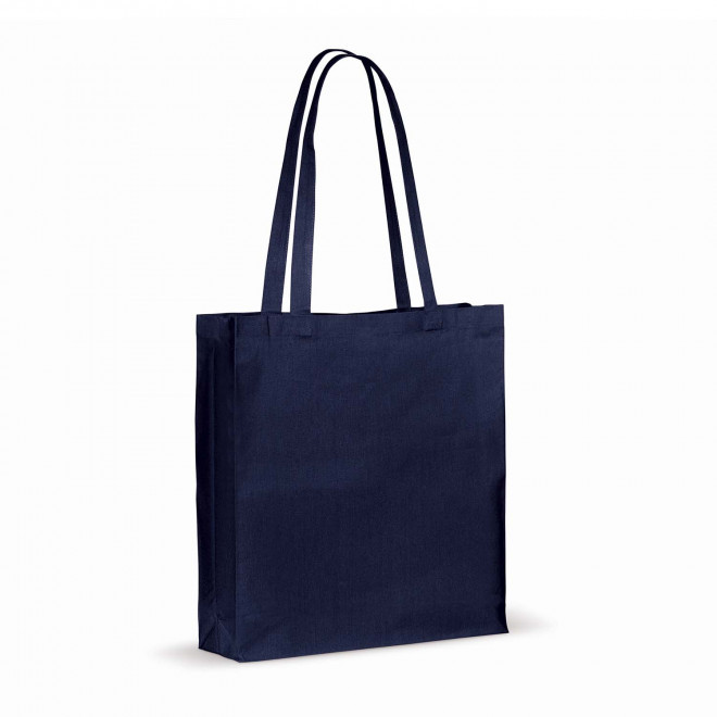 SAC PERSONNALISE EN COTON RECYCLLE SOUFFLET 140G 'FABIO' - bleu fonce