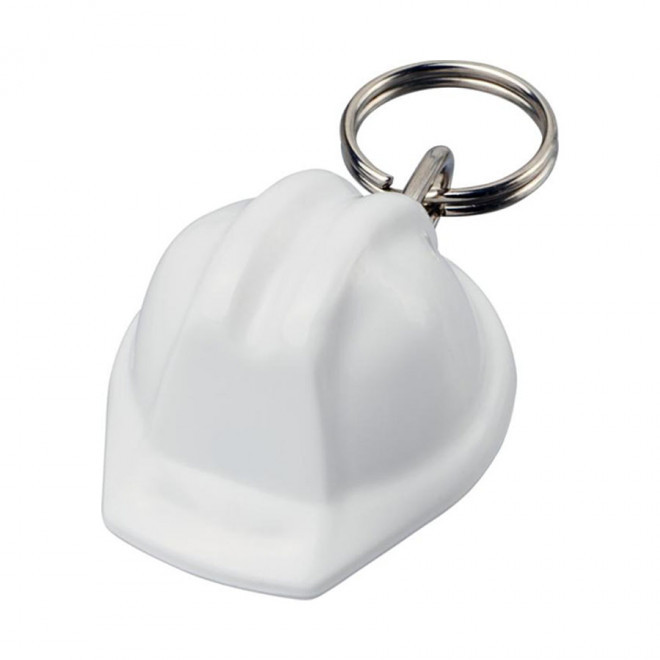 PORTE-CLÉS PERSONNALISÉ EN FORME DE CASQUE DE CHANTIER 'KASKI' - blanc