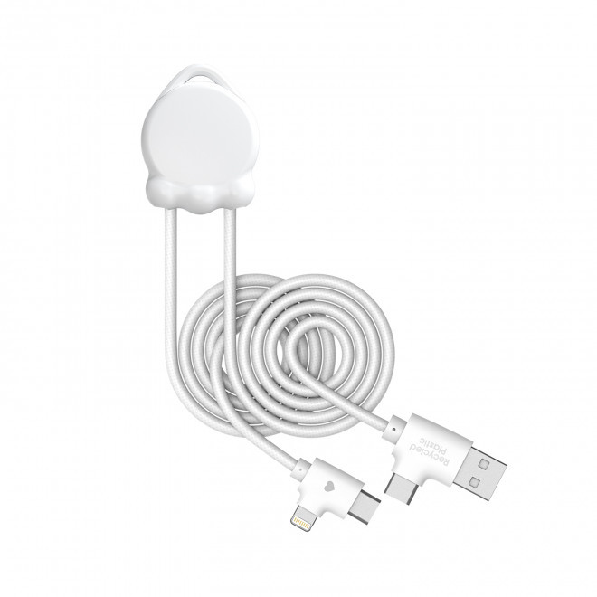 CABLE DE CHARGE 12W PERSONNALISABLE 'OCTOLONGI' - blanc