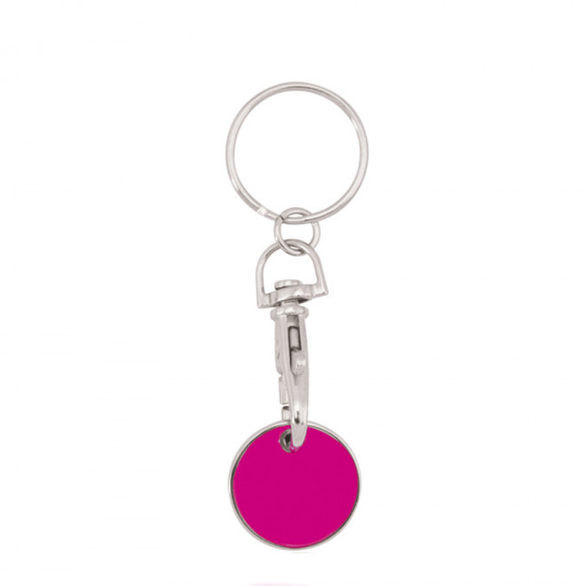 PORTE-CLÉS PERSONNALISÉ AVEC JETON EN MÉTAL 'KEMA' - fuchsia