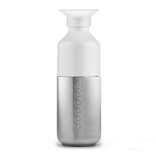 BOUTEILLE PERSONNALISÉE EN ACIER DOPPER® 350 ML 'LOSTRI' - argenté/blanc