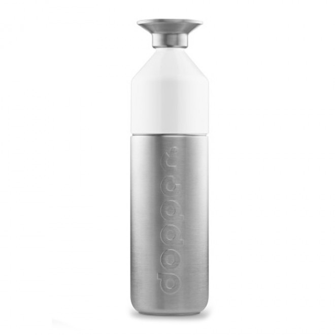 BOUTEILLE PERSONNALISÉE EN ACIER DOPPER® 1,1L 'LOSTRI' - argenté/blanc