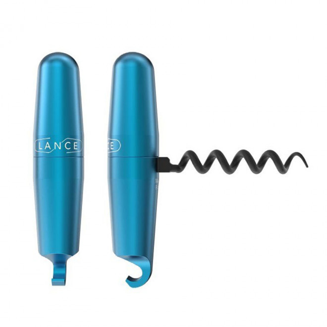 TIRE-BOUCHON PERSONNALISÉ DÉCAPSULEUR LANCE® 'ELIX' - bleu clair