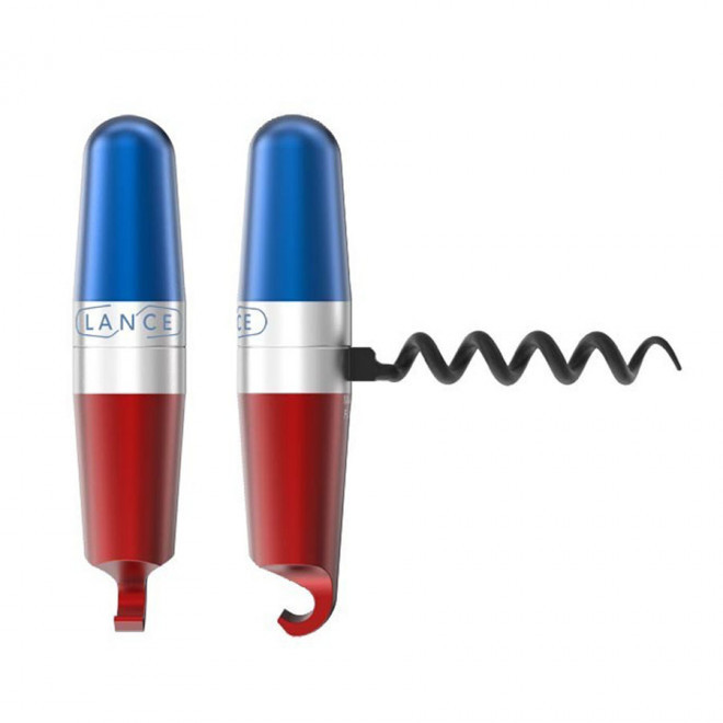 TIRE-BOUCHON PERSONNALISÉ DÉCAPSULEUR LANCE® 'ELIX' - bleu blanc rouge