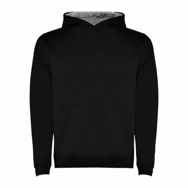 SWEAT SHIRT CAPUCHE PERSONNALISE 'RAPHAEL KIDS' - noir / gris chiné